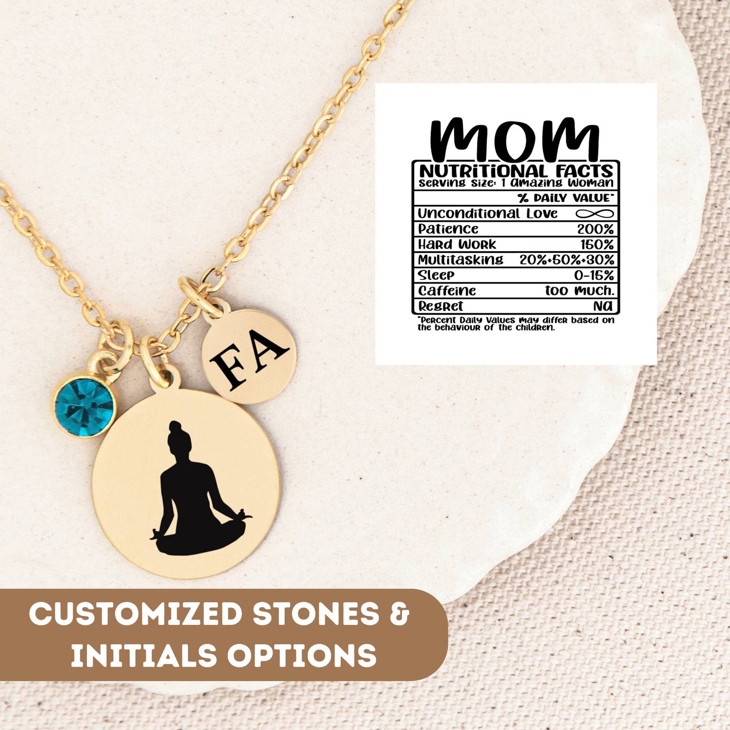 Personalized Necklace For Mom Gift, Mom Nutritional Fact, Yoga Necklace, Mom Jewelry, Mom Gift, Mom Necklace, Mother Necklace, Yoga Mom Gift