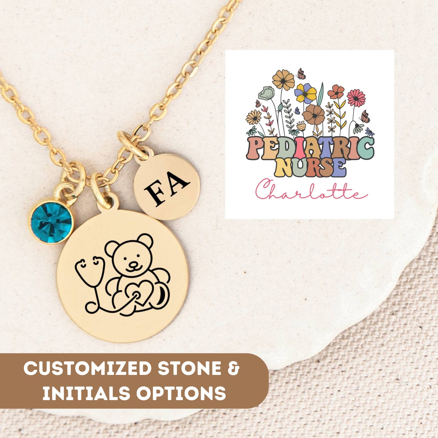Personalized Pediatric Necklace Gift, Custom Pediatric Nurse Gift, Pediatric Nurse Pendant, Pediatric Nurse Charm, Gift For Pediatric Nurse