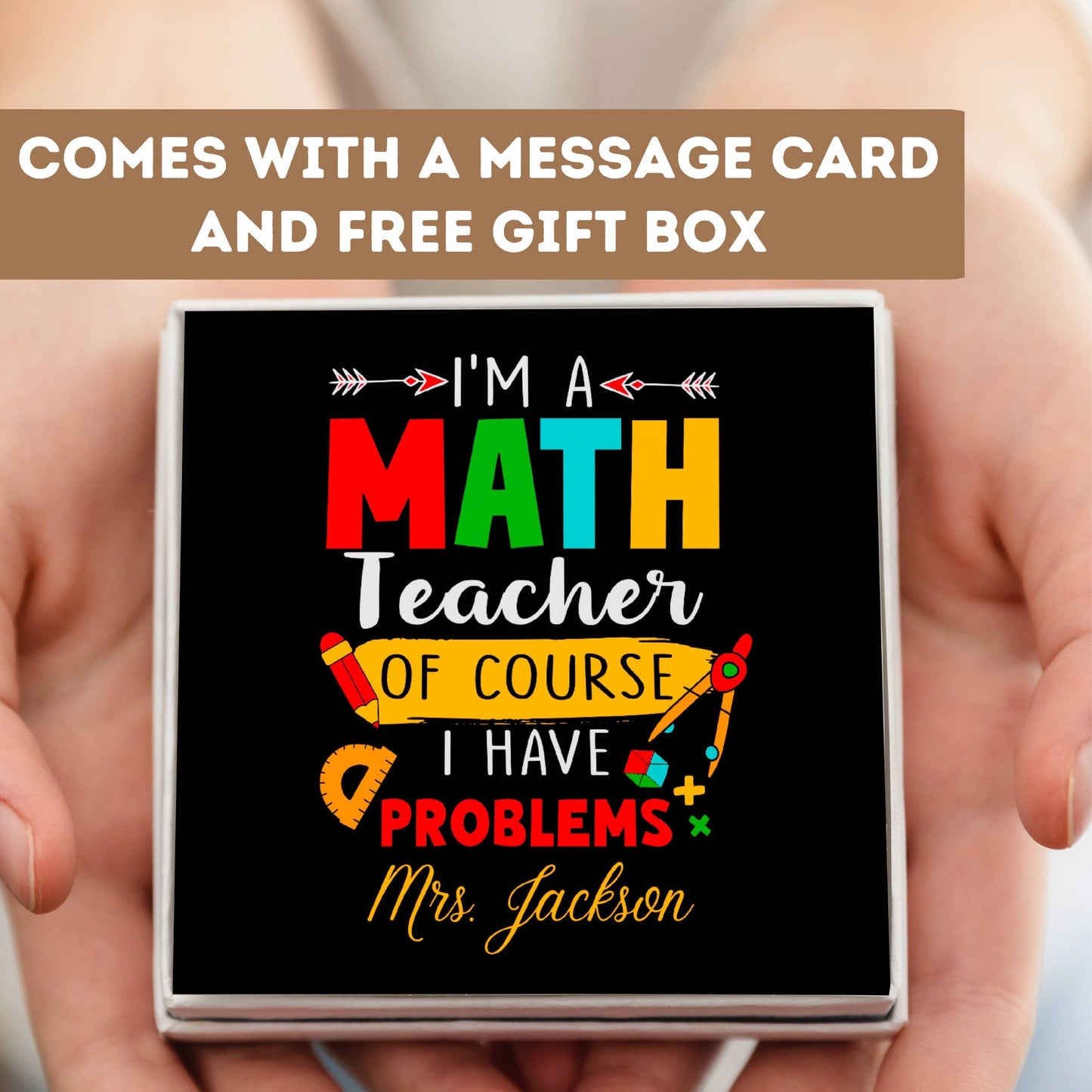 Personalized Math Teacher Necklace, Math Teacher Gift, Math Teacher Appreciation, Math Teacher Charm, Math Teacher Pendant, Math Thank You