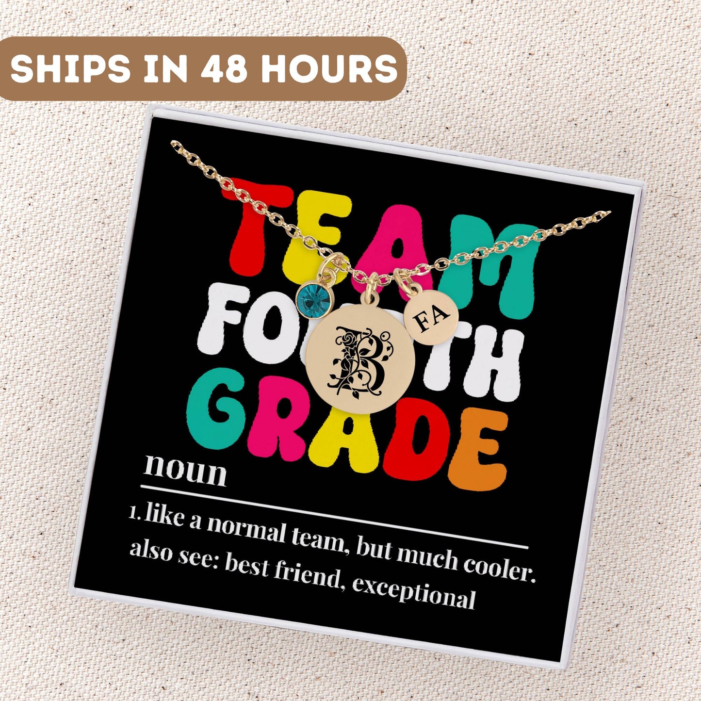 Fourth Grade Teacher Necklace, 4th Grade Teacher Pendant, 4th Grade Teacher Appreciation, 4th Grade Teacher Charm, 4th Grade End Of School