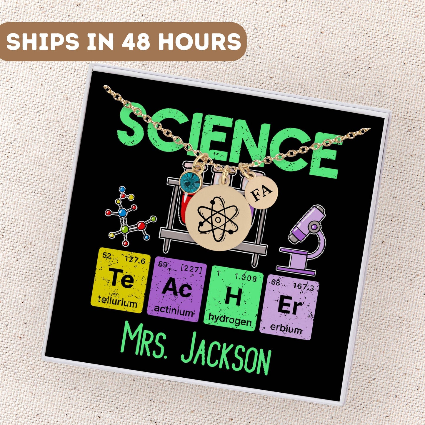 Personalized Science Teacher Necklace, Science Teacher Gift, Science Teacher Appreciation, Science Teacher Charm, Science Teacher Pendant