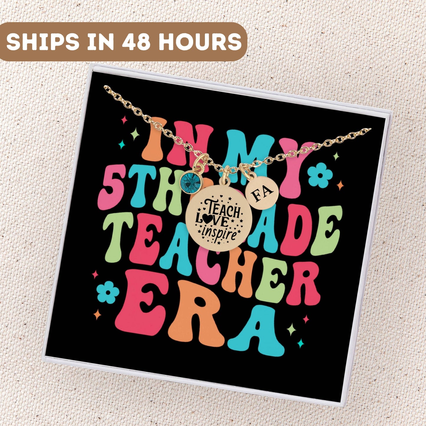 Fifth Grade Teacher Necklace, 5th Grade Teacher Pendant, 5th Grade Teacher Appreciation, 5th Grade Teacher Charm, 5th Grade Best Teacher