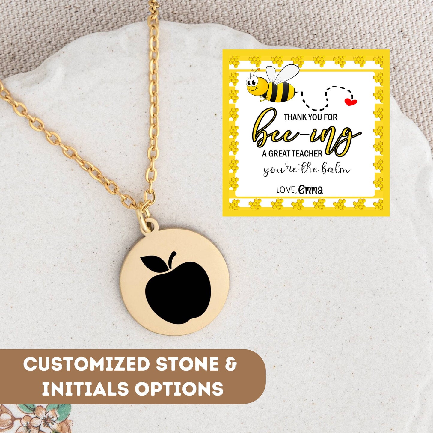 Personalized Teacher Necklace, Bee Teacher Gift, Beeing Teacher Appreciation Gift, End Of Year Teacher Gift, Teacher Pendant, Teacher Charm