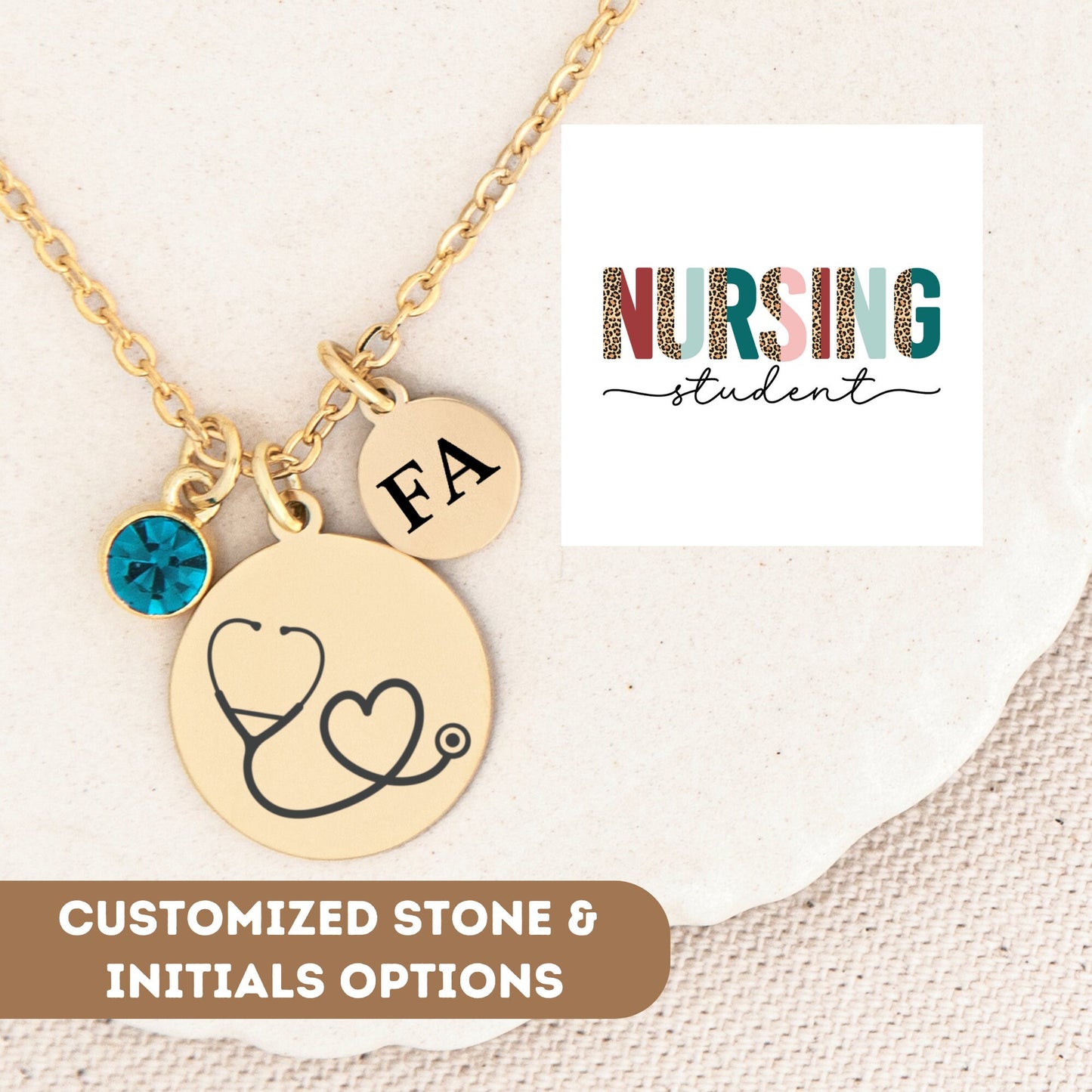 Nursing Student Necklace, Gift For Nursing Student, Medical Students Charm, Medical Student Graduation, Stethoscope Charm, Nurse Pendant