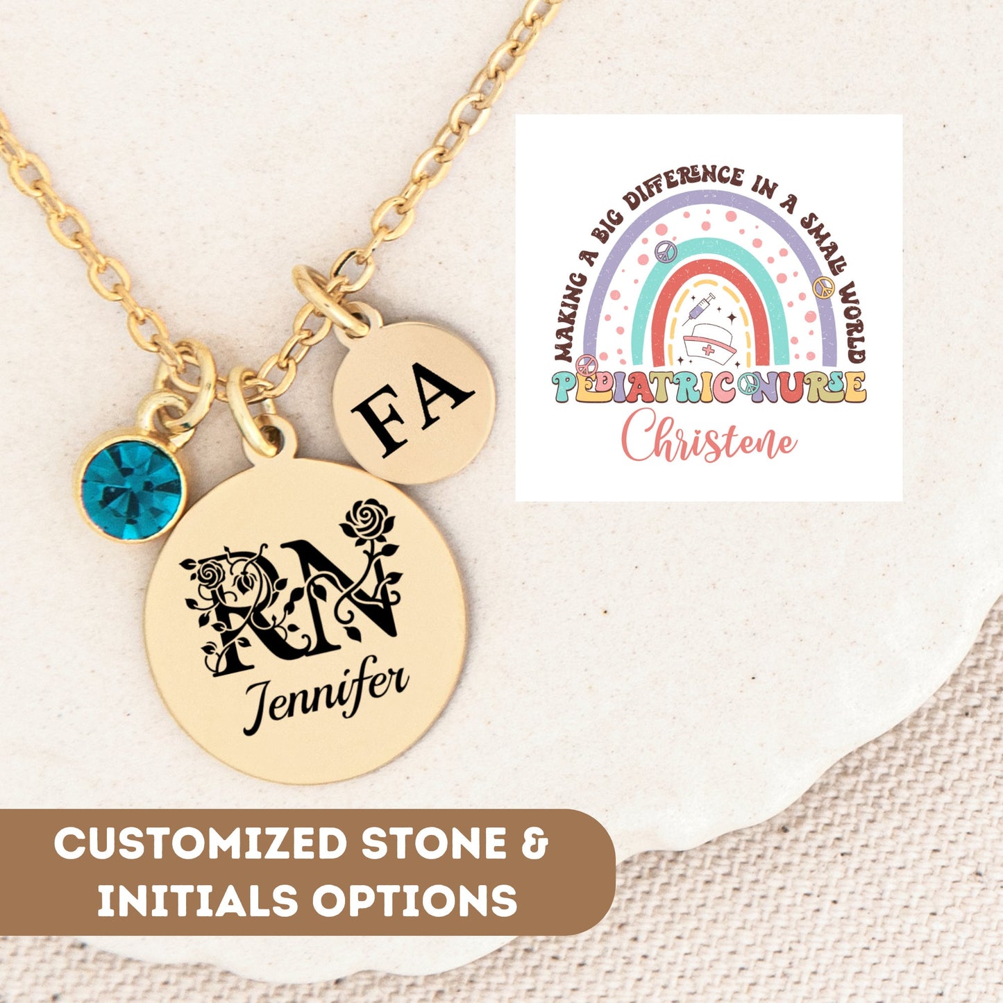 Personalized Pediatric Nurse Necklace, Nurse Gift, Nurse Graduation, Nursing Student, RN Gift, RN Necklace, Nurse Charm, Nurse Pendant Gift