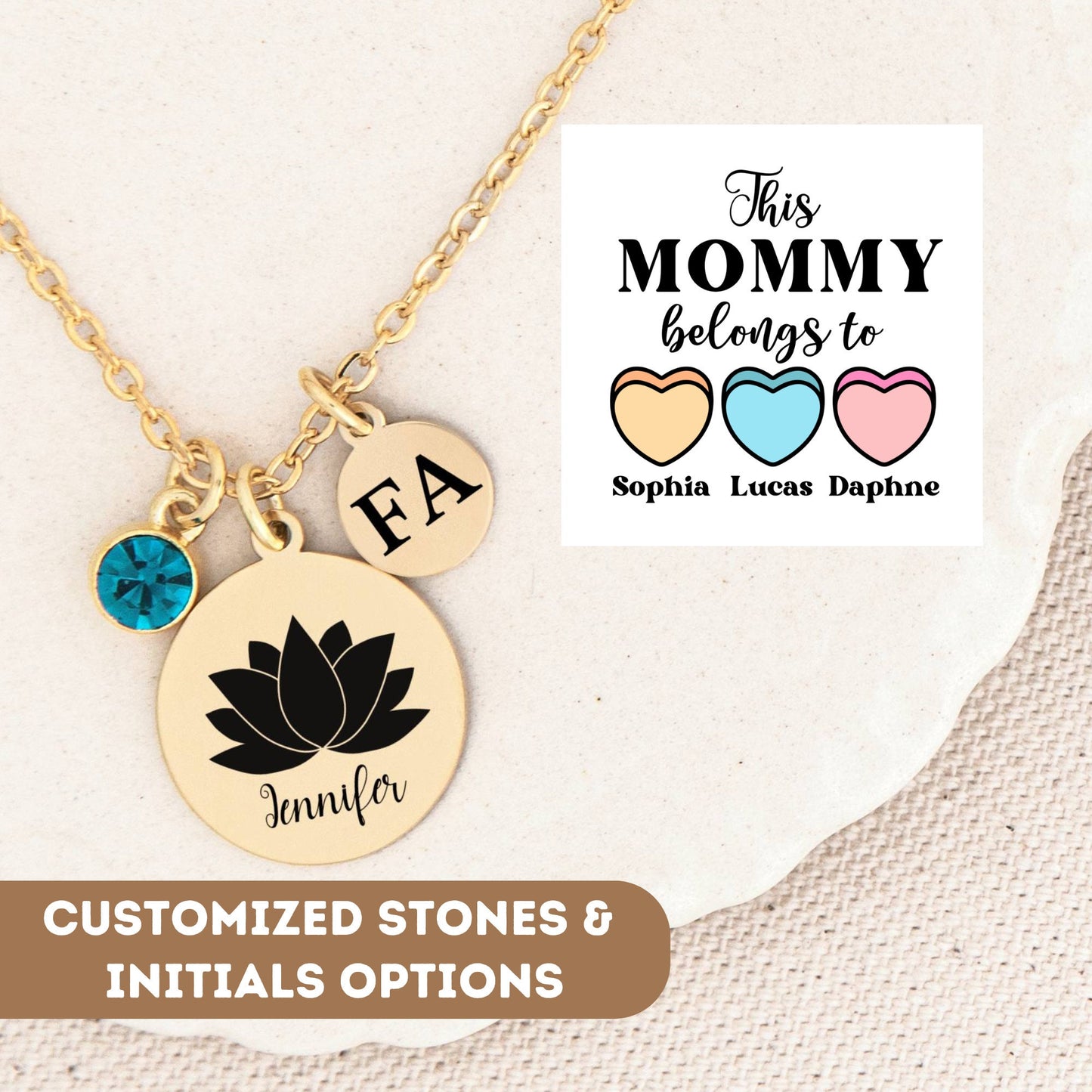 Personalized Necklace For Mom Gift, Mom Necklace With Kids Names, Lotus Flower Pendant Gift, Lotus Flower Necklace, Mom Jewelry, Mom Gift