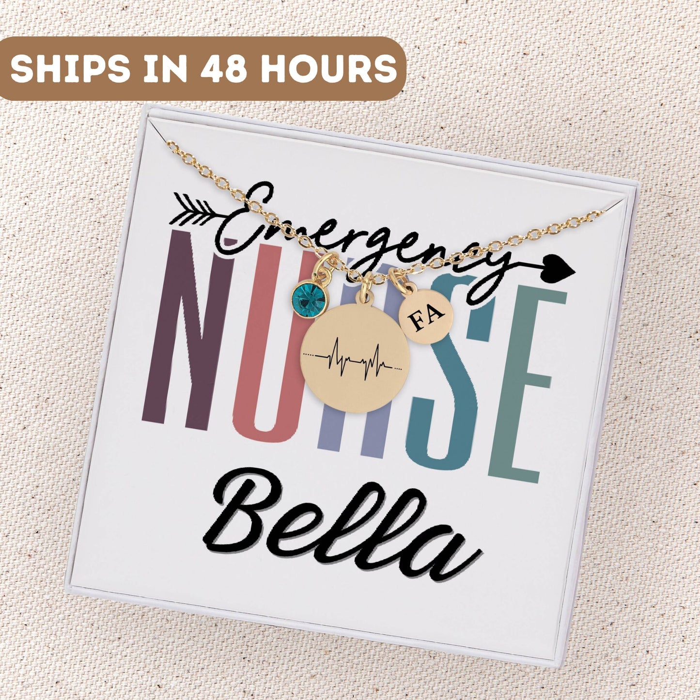 Personalized Emergency Necklace Gift, ER Nurse Gift, Emergency Nurse Pendant, Er Nurse Charm, ER Nurse Thank You, ER Nurse Appreciation