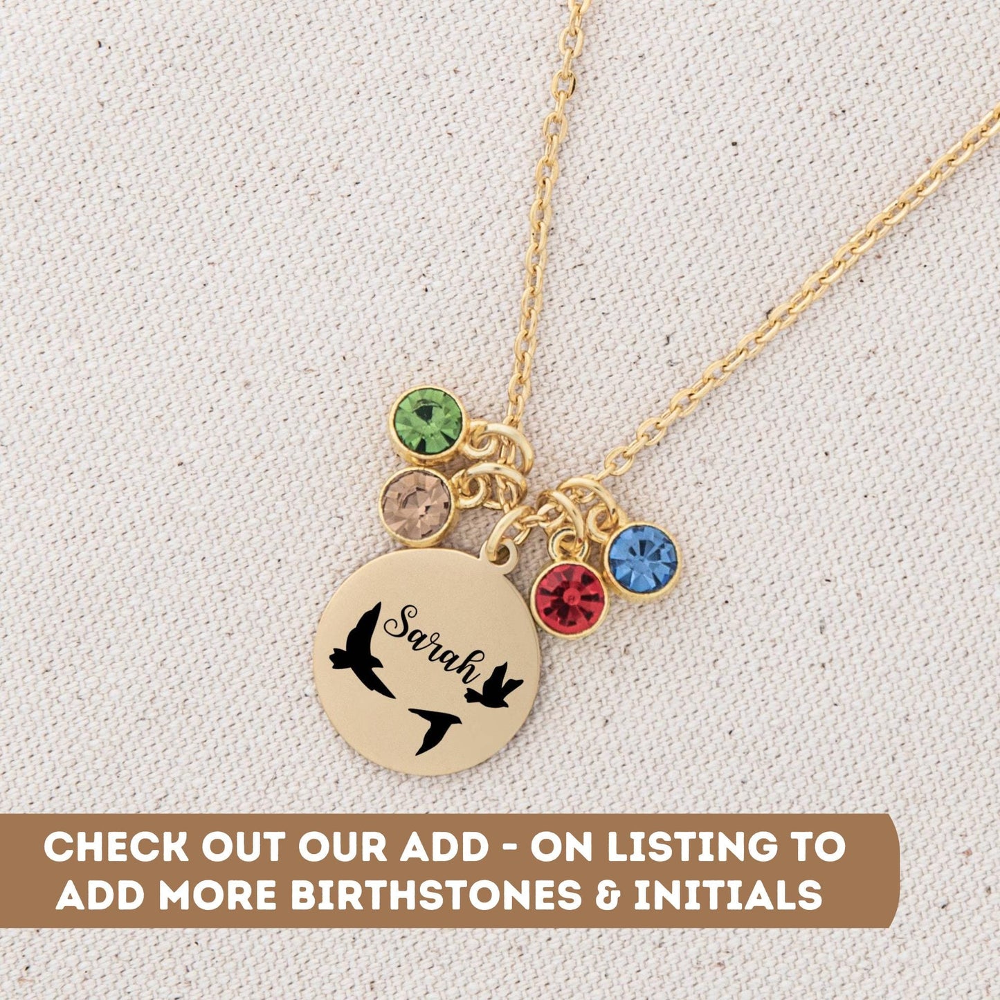 Personalized Flying Birds Necklace, Tiny Birds Choker, Small Bird Necklace, Gold Birds Pendant, Flying Birds Charm, Flying Birds Pendant