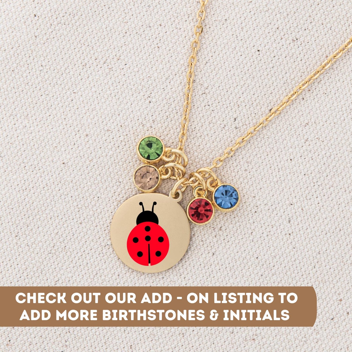 Personalized Dainty Ladybug Necklace, Ladybird Necklace, Ladybird Pendant, Gold Ladybug Pendant, Ladybird Charm, Silver Ladybug Charm Gift