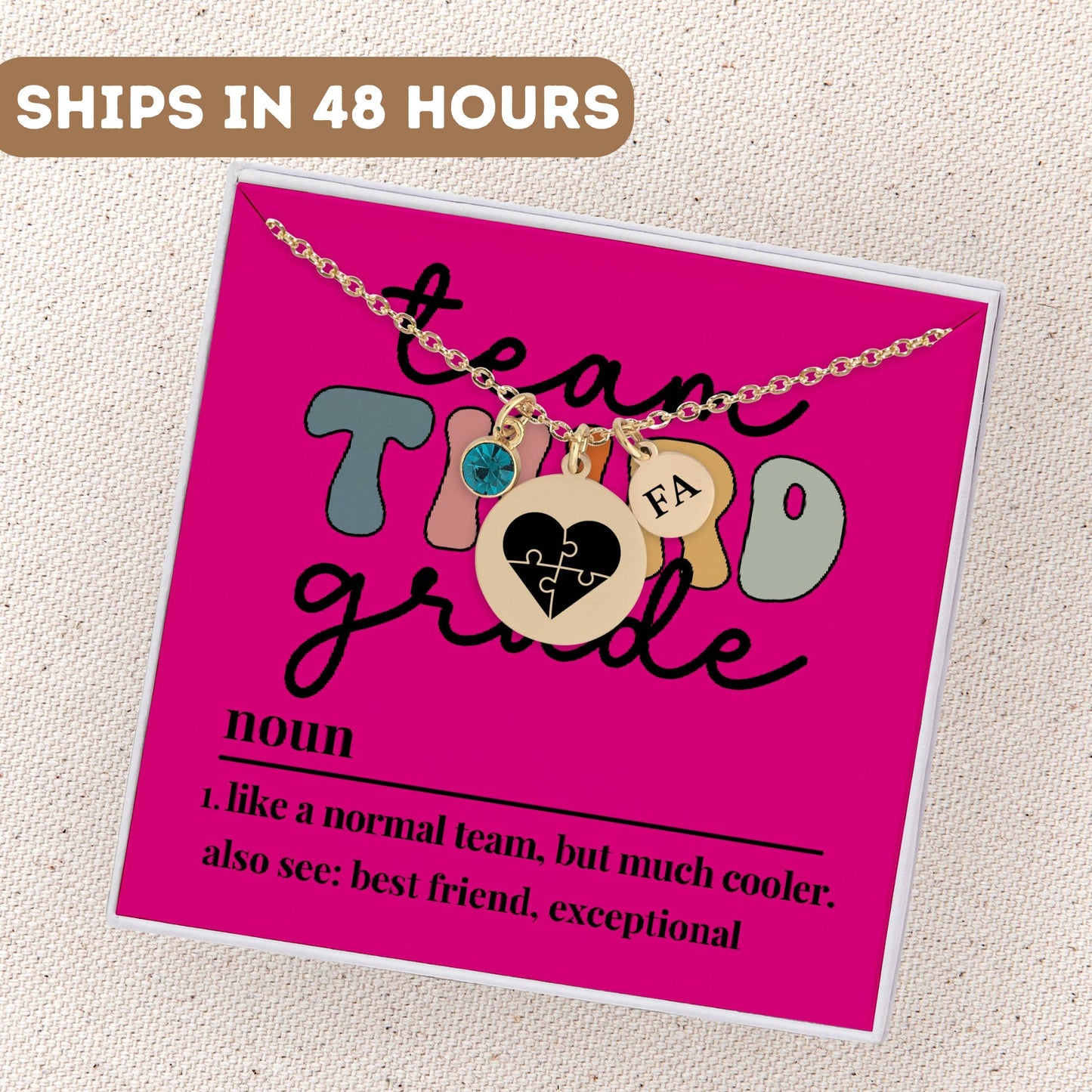 Third Grade Teacher Necklace, 3rd Grade Teacher Pendant, 3rd Grade Thank You Teacher, 3rd Grade Teacher Charm, 3rd Grade Best Teacher Gift