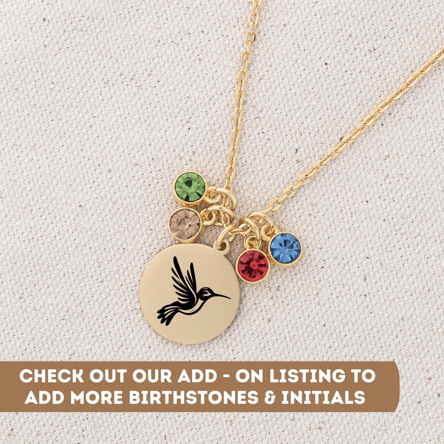 Personalized Hummingbird Necklace, Humming bird Necklace, Hummingbird Jewelry, Hummingbird Charm Gift, Tiny Hummingbird Pendant Necklace