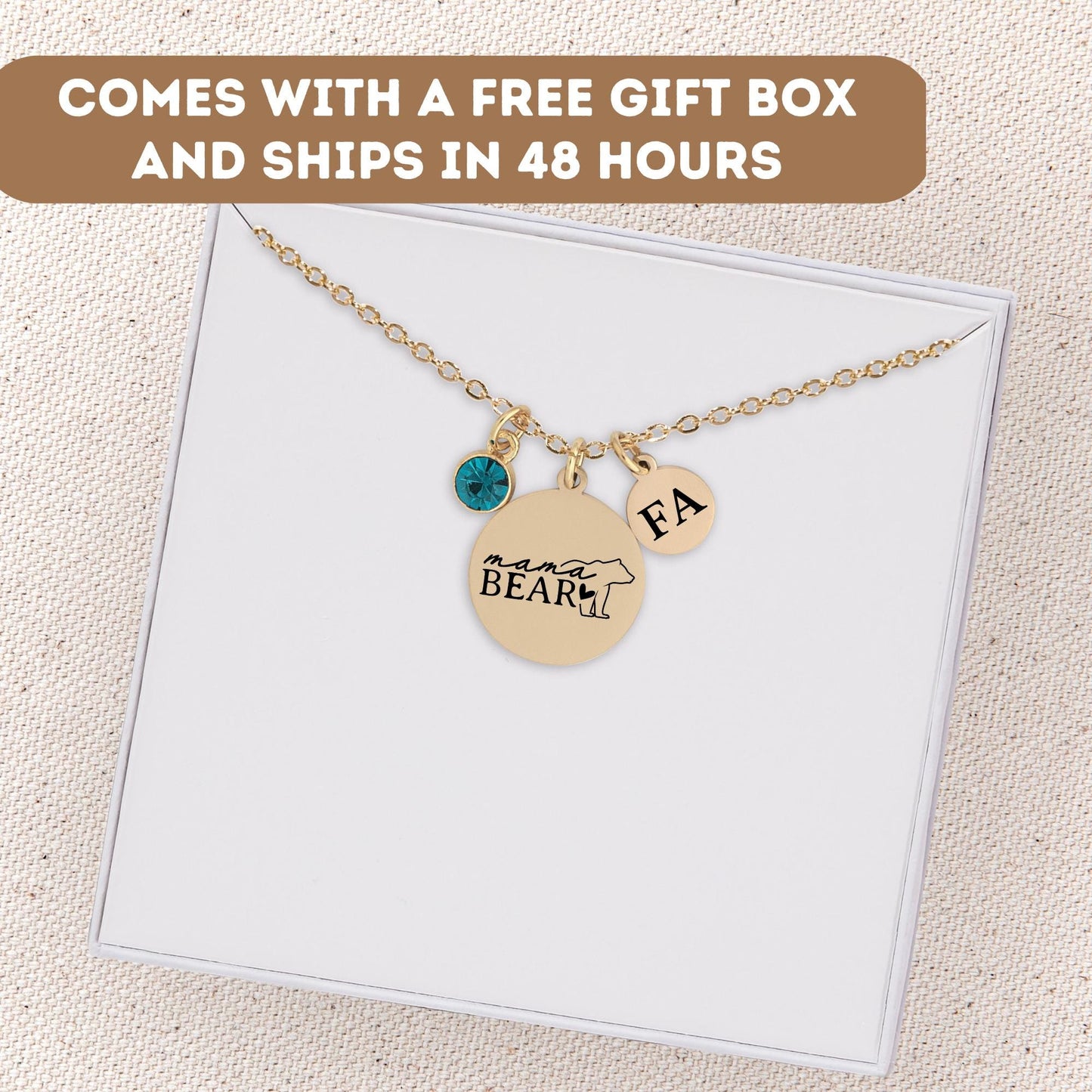 Personalized Mama Bear Necklace, Mama Bear Jewelry, Mama Bear Gift, Mama Bear Pendant Necklace, Mama Bear Charm, Mama Necklace, Dainty Bear