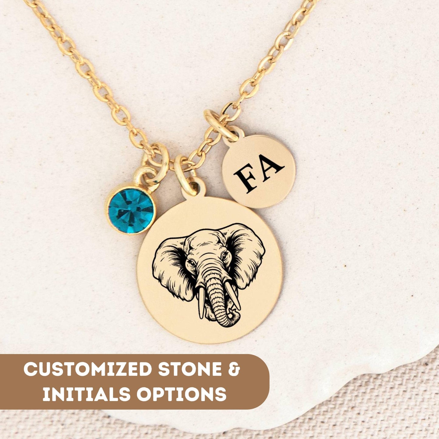 Personalized Dainty Elephant Necklace, Elephant Pendant, Silver Elephant Necklace, Gold Elephant Charm, Elephant Necklace, Elephant Jewelry