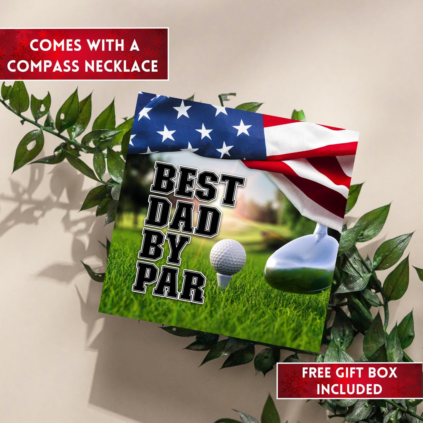 Compass Necklace For Men, Fathers Day Gift For Golfers, Golfer Gifts For Men, Best Dad By Par Fathers Day Gift