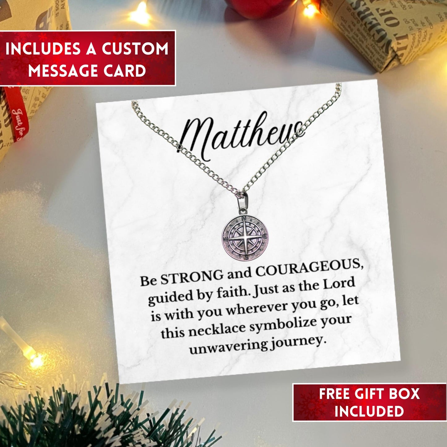 Personalized Engraved Compass Necklace, Custom Handwriting Necklace Christmas Gift, Encouragement Gift For Soulmate, Husband, Son & Grandson