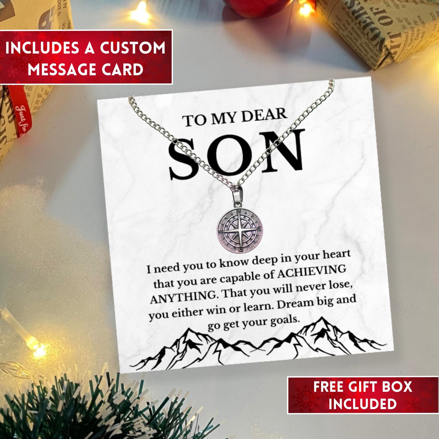 Compass Necklace For Son, Gift For Son From Mom, Son Gifts From Mom, To My Son Necklace, Birthday Gift For Son, Son Graduation Gift For Son