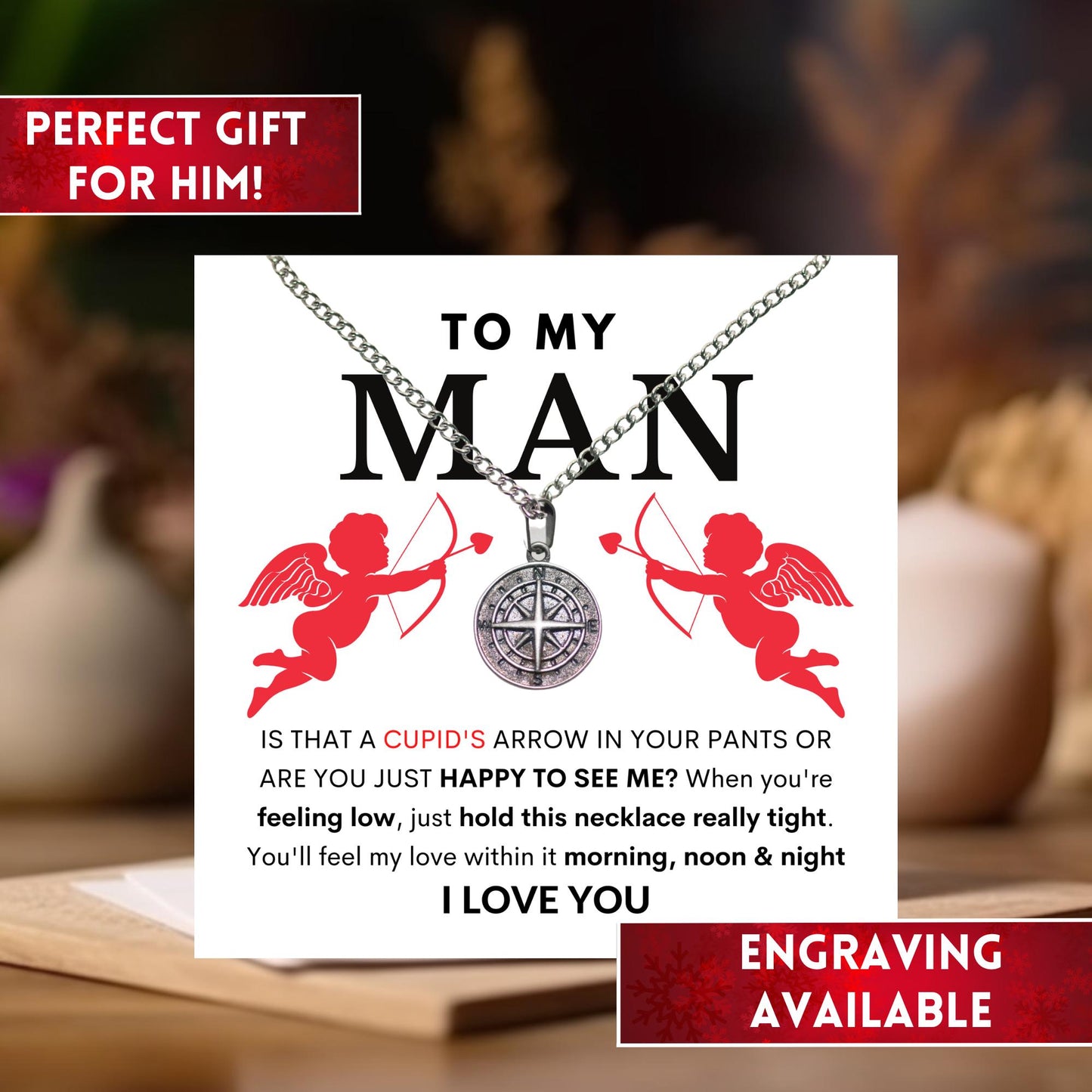 Funny Gift For Boyfriend Compass Necklace, Funny Gift For Men Funny Boyfriend Gift Funny Husband Gift Funny Necklace, Funny Anniversary Gift