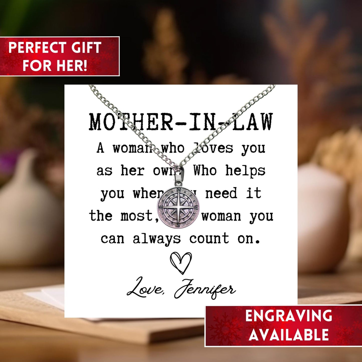 Mother In Law Gift From Bride Compass Necklace, Mother In Law Birthday Gift, Mother In Law Necklace, Gift For Mother In Law Wedding Gift