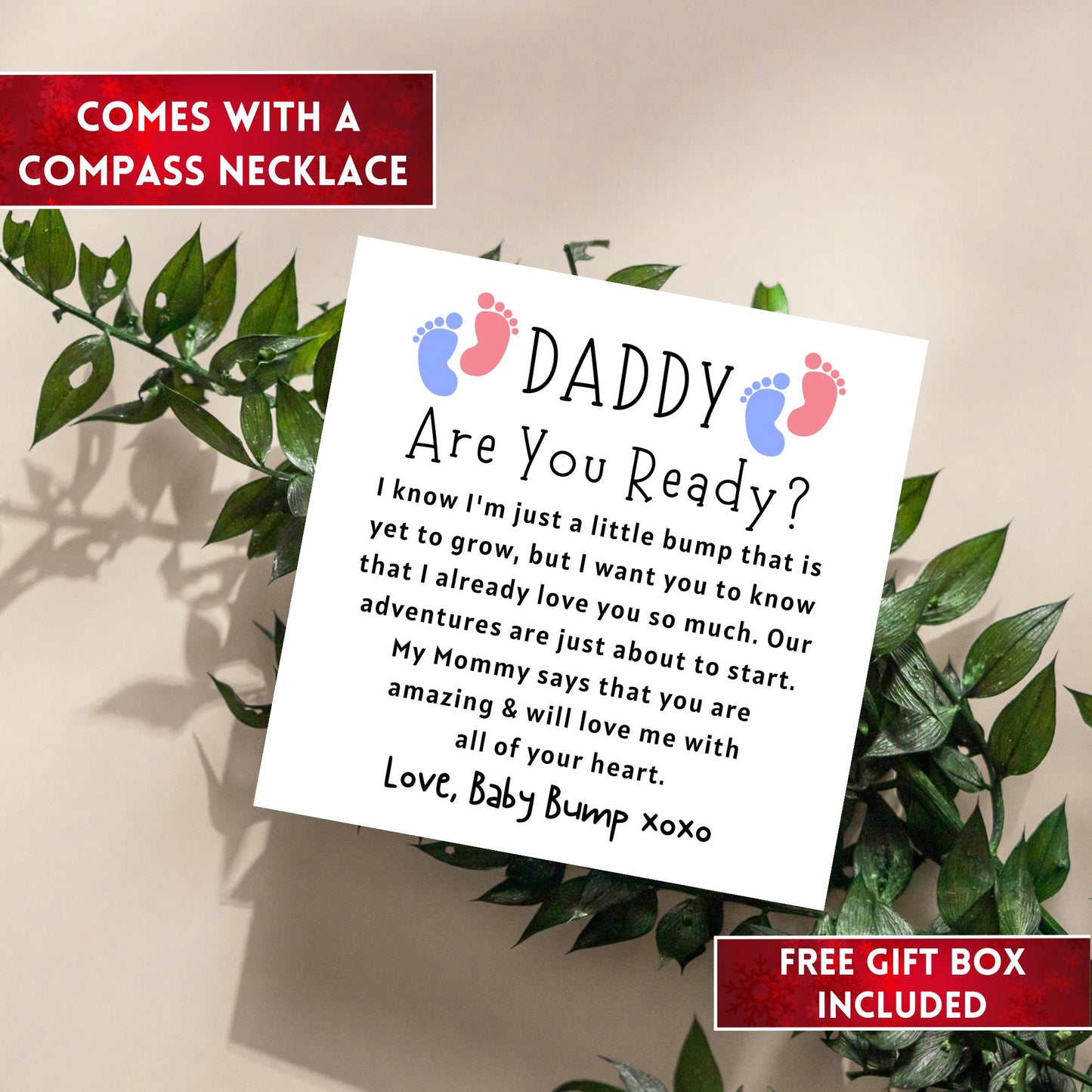 Pregnancy Announcement Gift Compass Necklace, Gift for Dad To Be Gift For New Dad, Pregnancy Reveal Gift, Pregnancy Reveal To Husband Gift