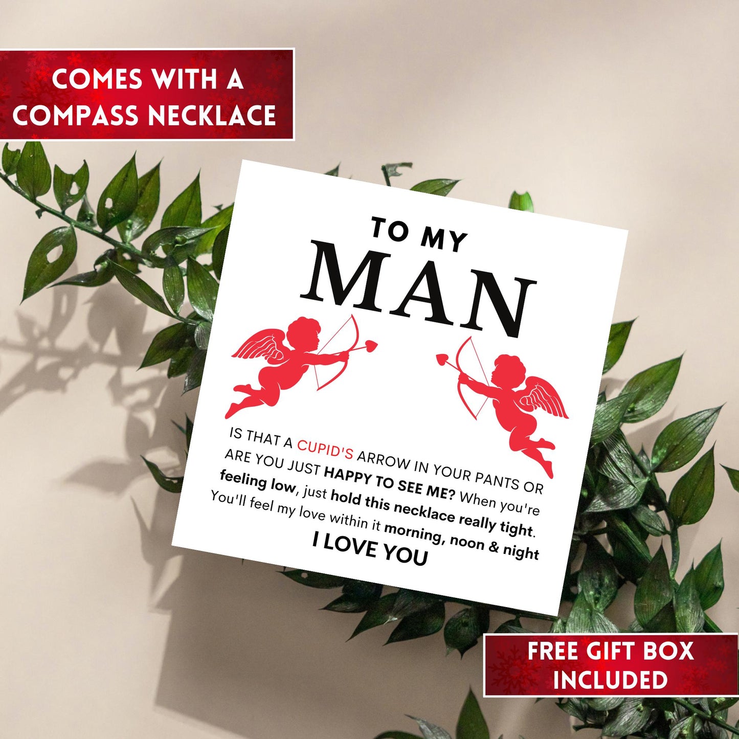 Funny Gift For Boyfriend Compass Necklace, Funny Gift For Men Funny Boyfriend Gift Funny Husband Gift Funny Necklace, Funny Anniversary Gift