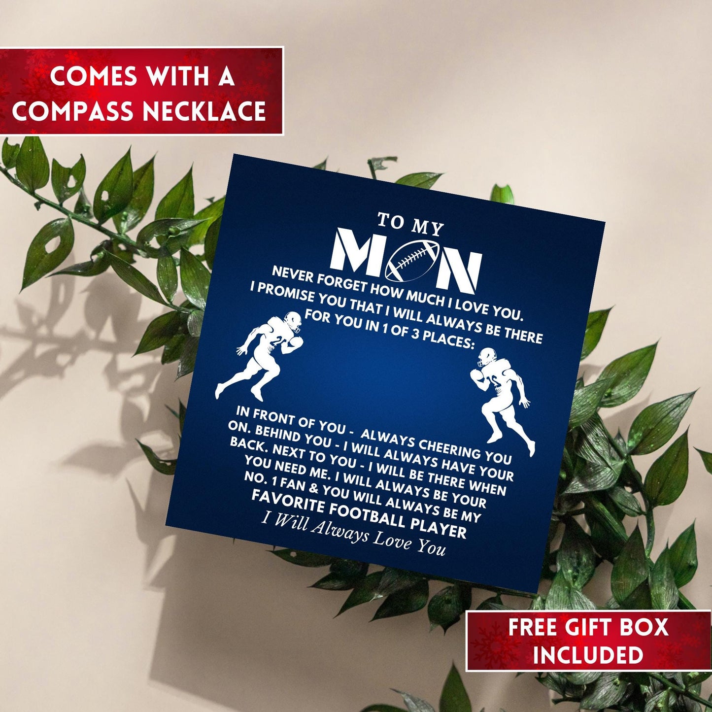 Football Gift Compass Necklace, Football Player Gift For Football Player, Football Lover Gift. Football Fan Gift, Gift For Football Lover