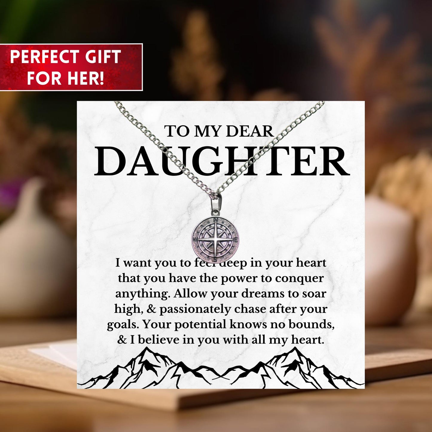 Daughter Gift From Mom Compass Necklace, Gift For Daughter From Mom, Gift For Daughter From Dad, Daughter Birthday Gift, Daughter Graduation