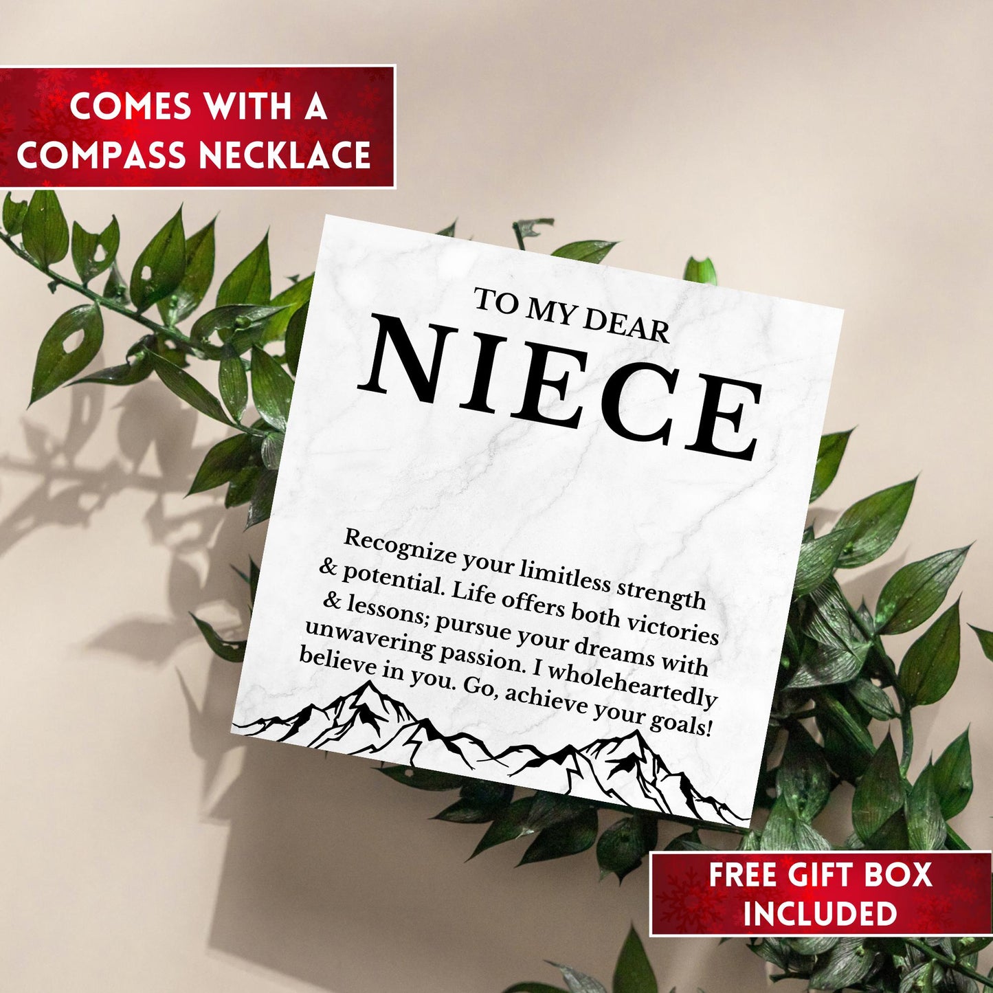 Niece Necklace Motivational Gift Compass Necklace Gift, Encouragement Gift For Women, Niece Birthday Gift From Aunt, Unique Gift For Her