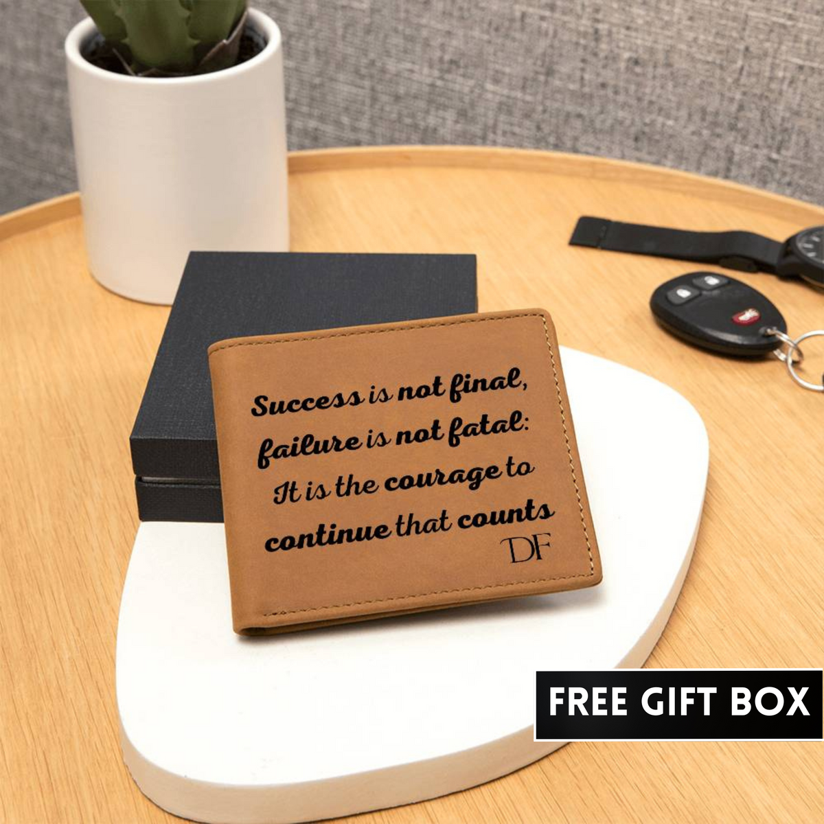 Personalized Courage Continues to Grow - Gender Neutral Leather Wallet