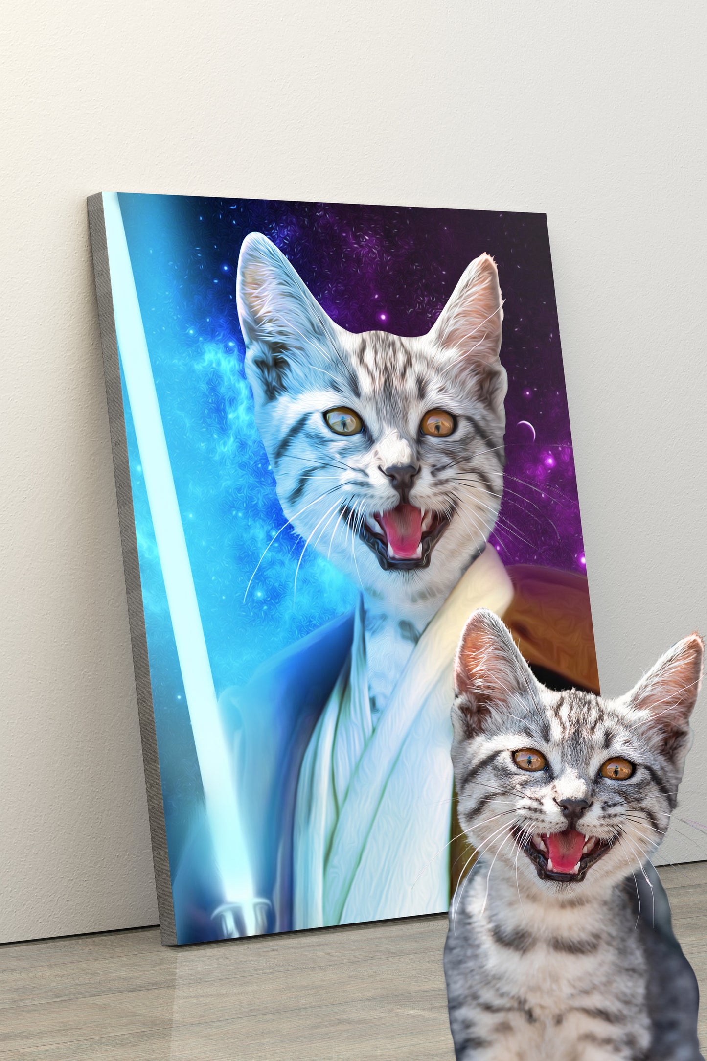 SEE YOUR BELOVED CAT PROTECTING YOU WITH A LIGHT SABER