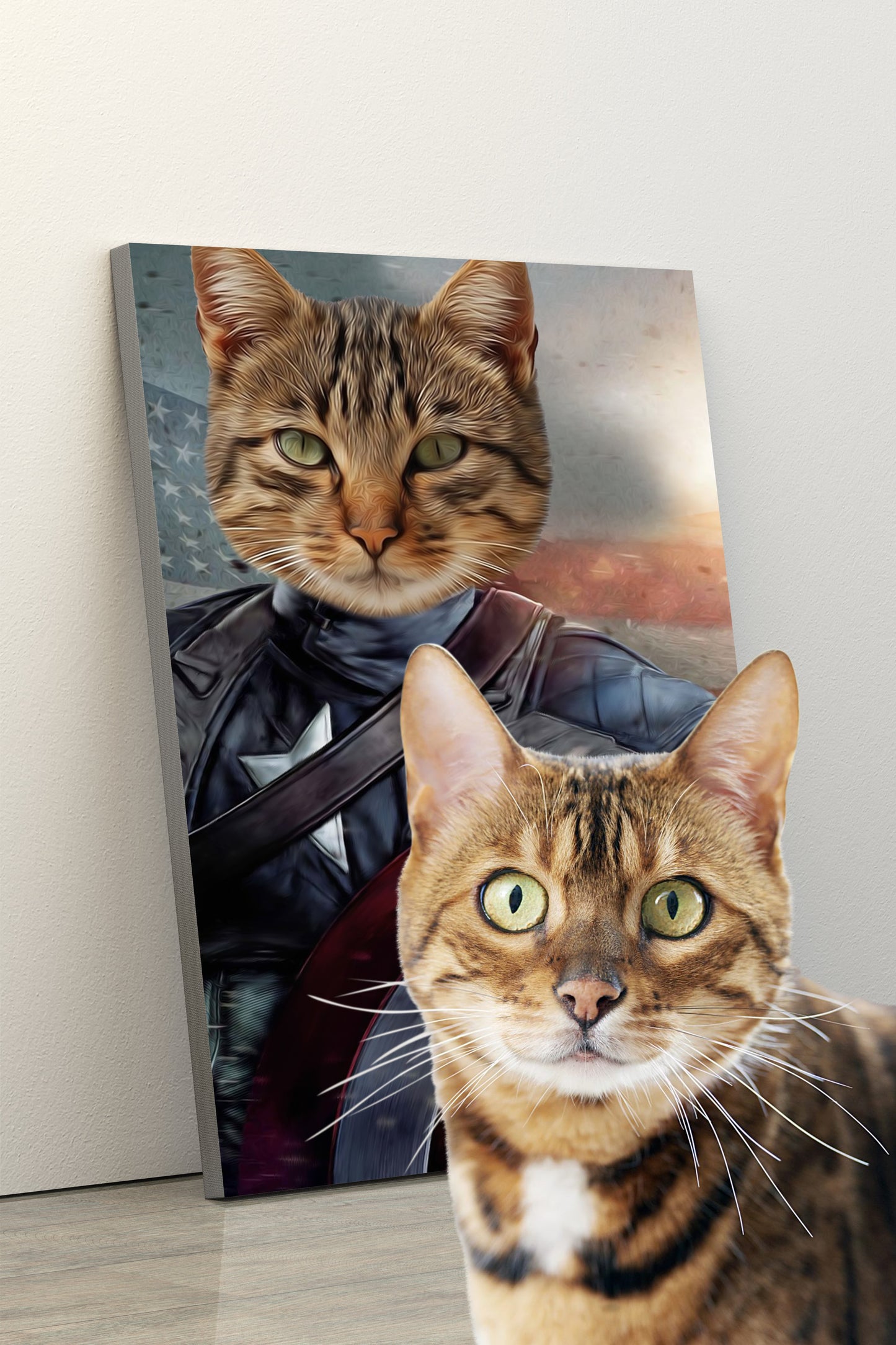 SEE YOUR BELOVED CAT DEFEND AMERICA ON CANVAS