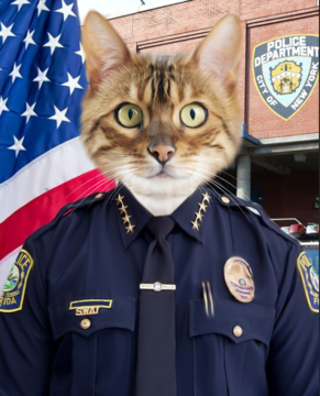 SEE YOUR BELOVED CAT POLICE THE CITY ON CANVAS
