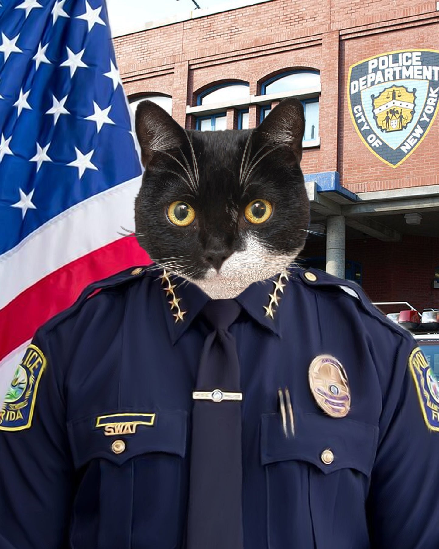 SEE YOUR BELOVED CAT POLICE THE CITY ON CANVAS