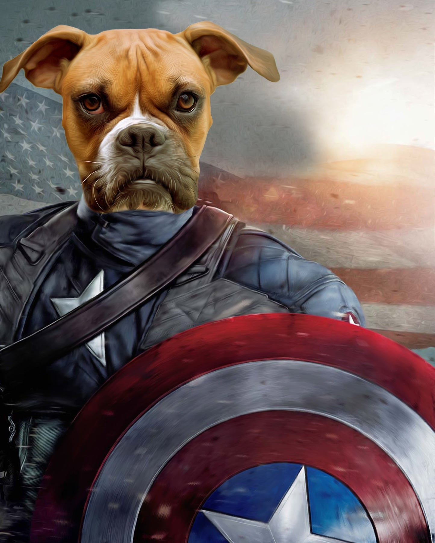 SEE YOUR BELOVED DOG DEFEND AMERICA ON CANVAS