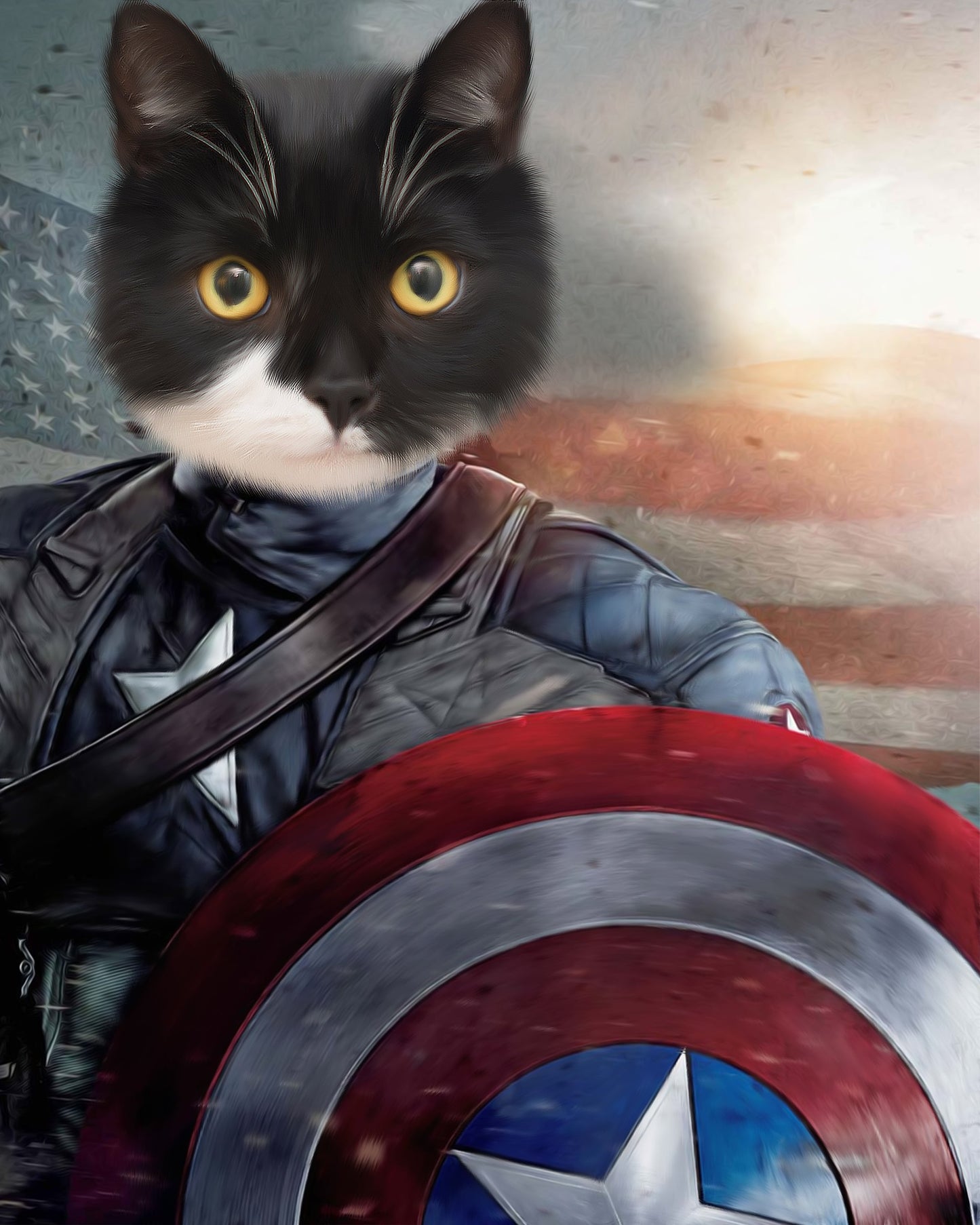 SEE YOUR BELOVED CAT DEFEND AMERICA ON CANVAS