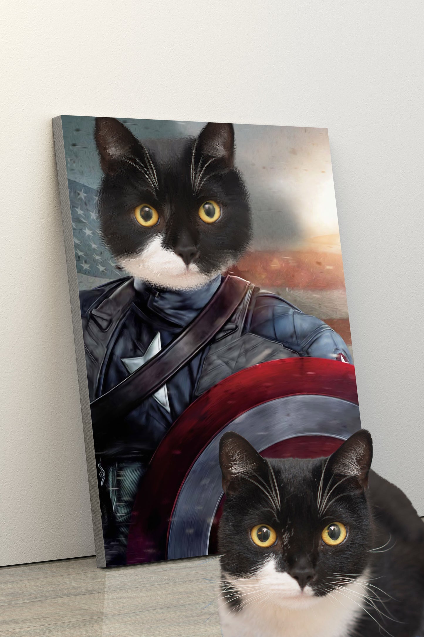 SEE YOUR BELOVED CAT DEFEND AMERICA ON CANVAS