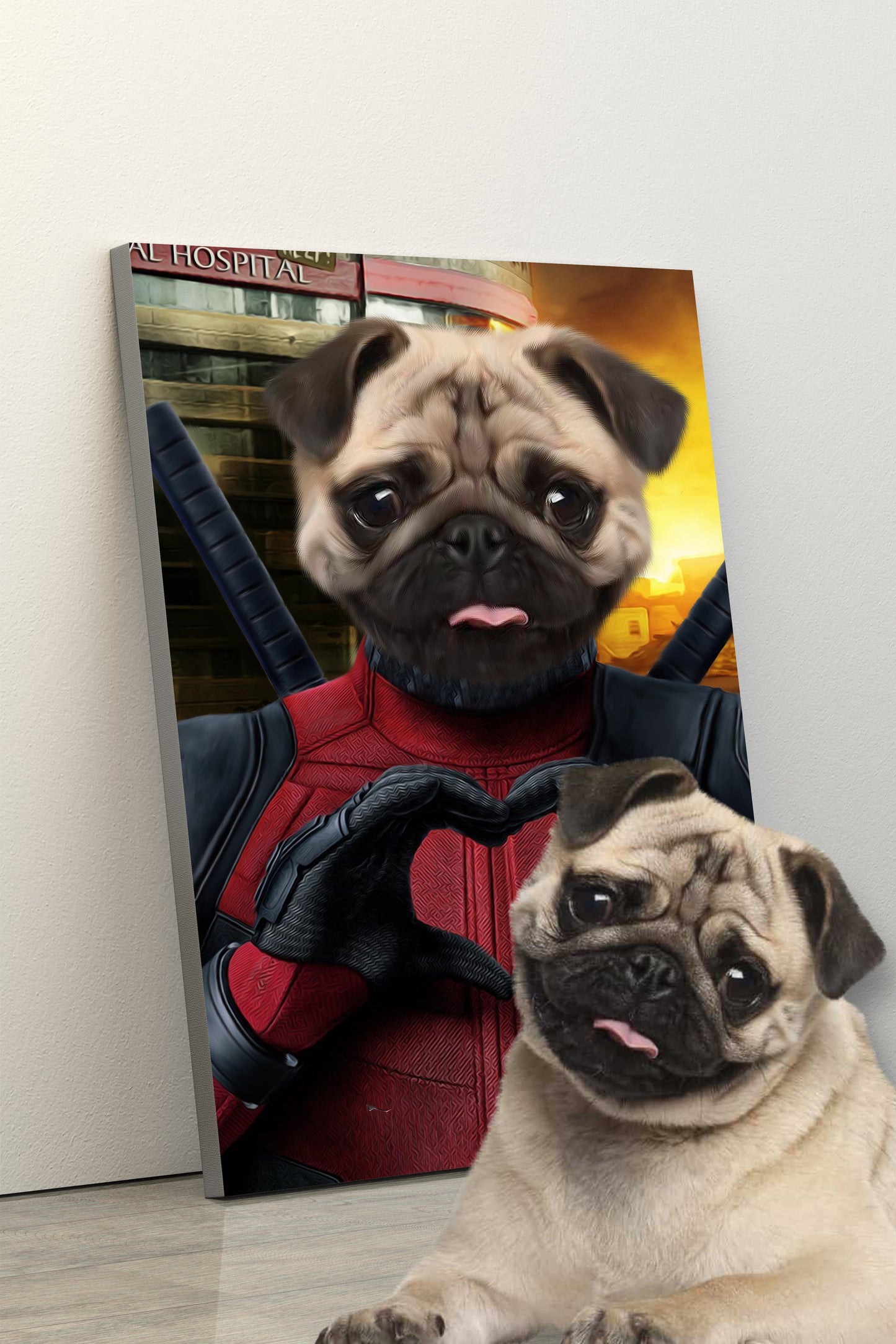 SEE YOUR BELOVED DOG LOOK LIKE DEAD POOL ON CANVAS