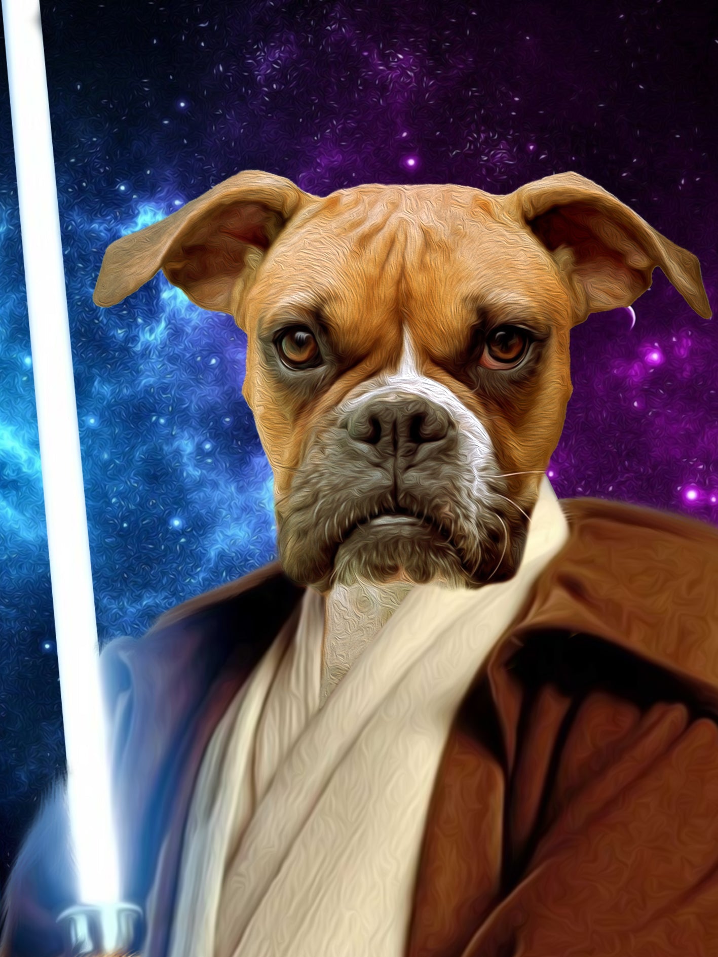 SEE YOUR BELOVED DOG PROTECTING YOU WITH A LIGHT SABER