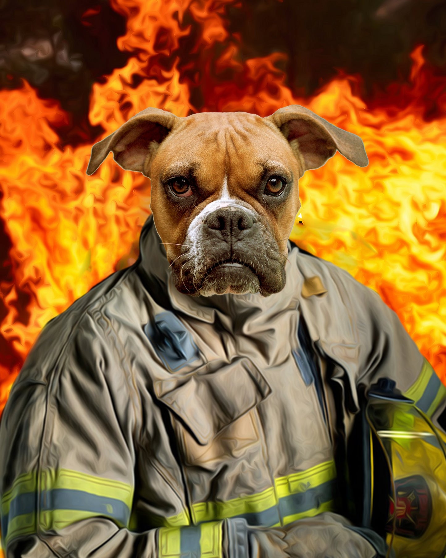 SEE YOUR BELOVED DOG BE A FIREFIGHTER ON CANVAS