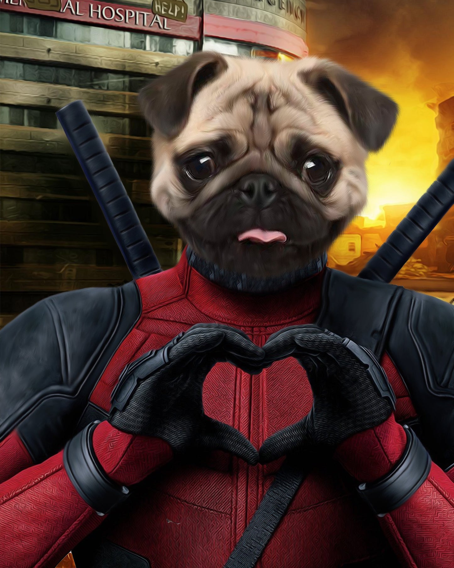 SEE YOUR BELOVED DOG LOOK LIKE DEAD POOL ON CANVAS
