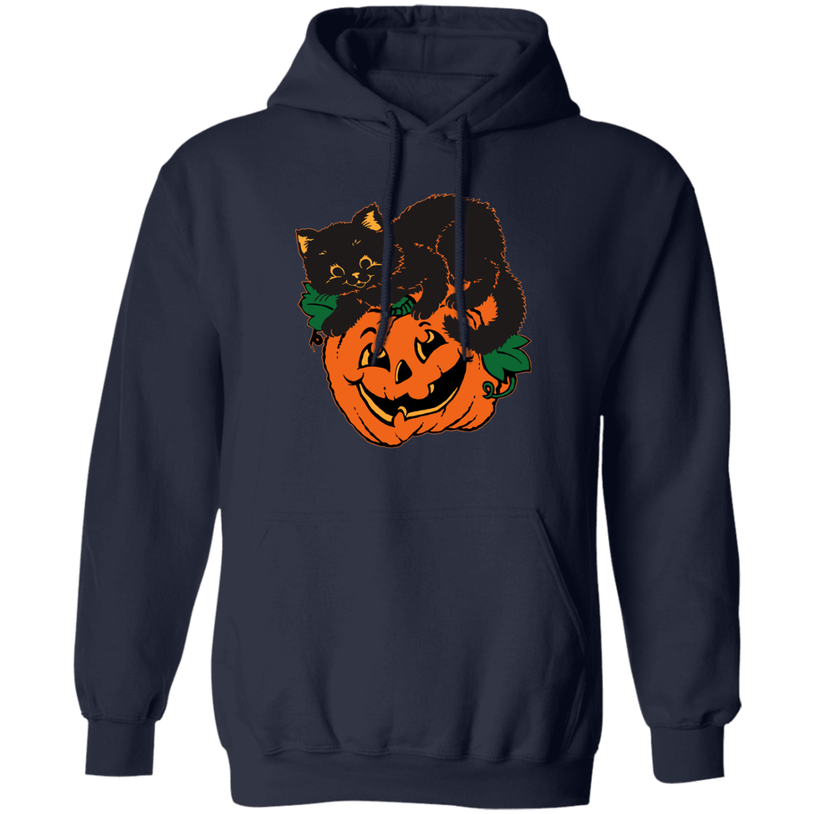 Black Cat on Pumpkin Halloween Hoodie