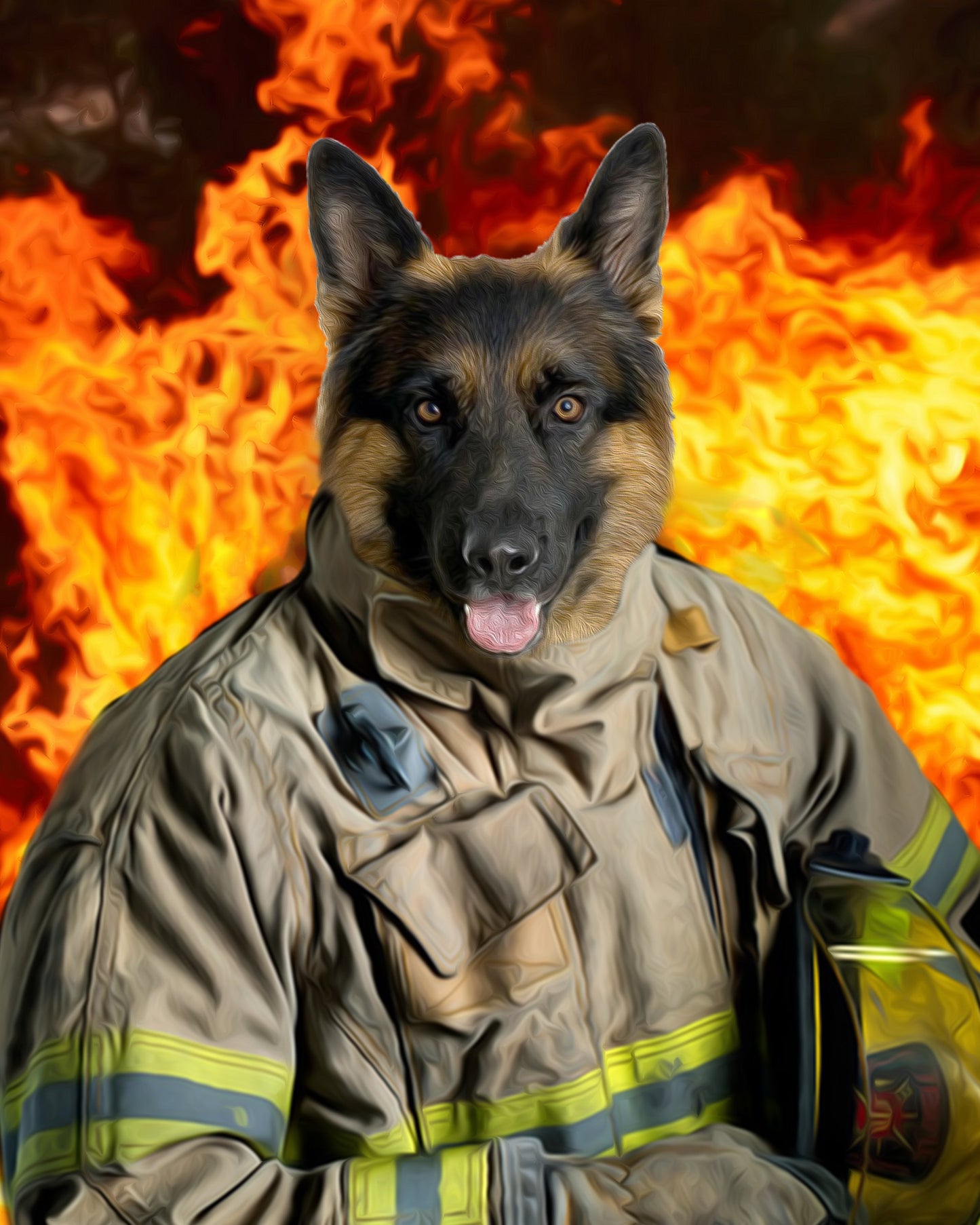 SEE YOUR BELOVED DOG BE A FIREFIGHTER ON CANVAS