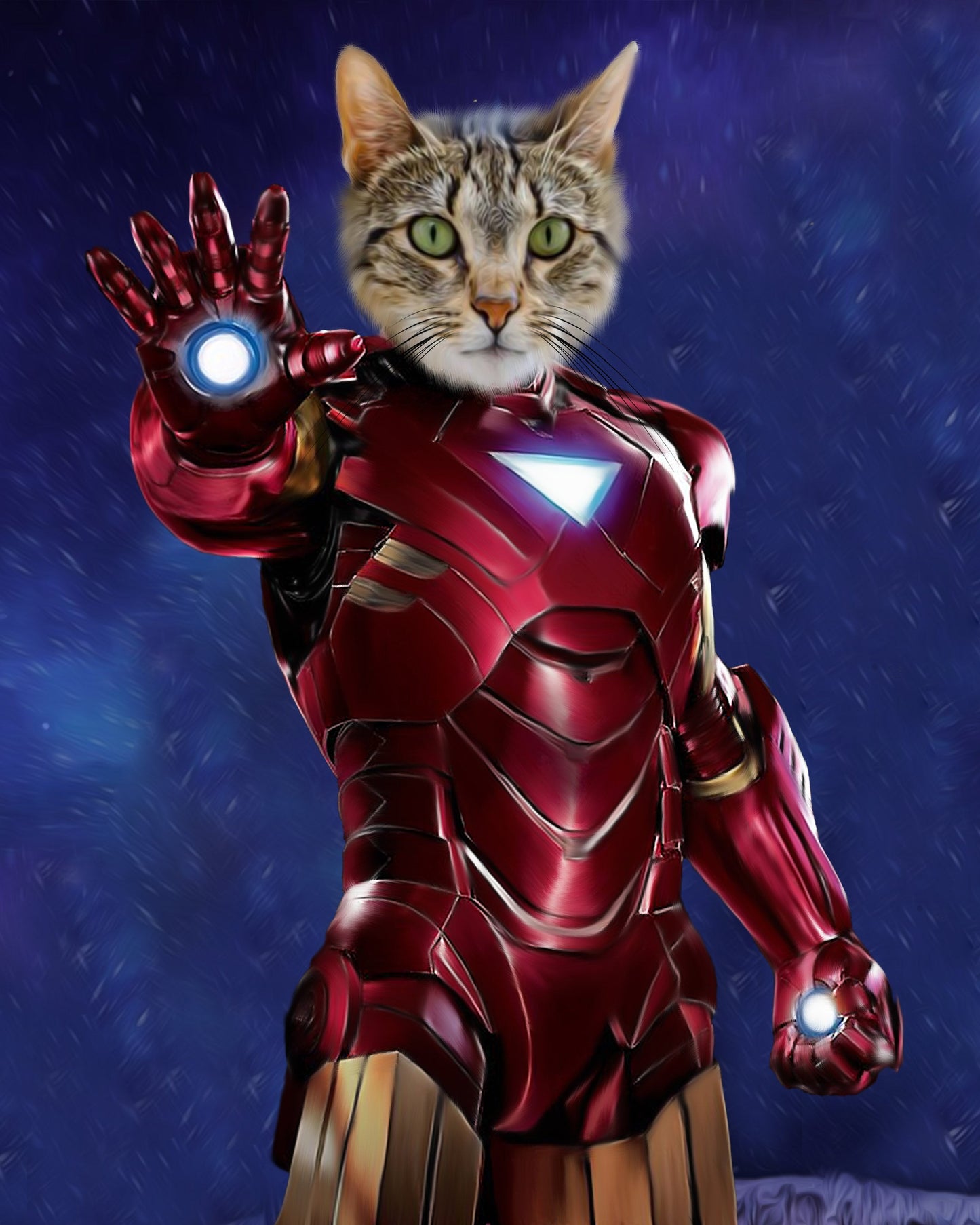 SEE YOUR BELOVED CAT IN AN IRON SUIT ON CANVAS