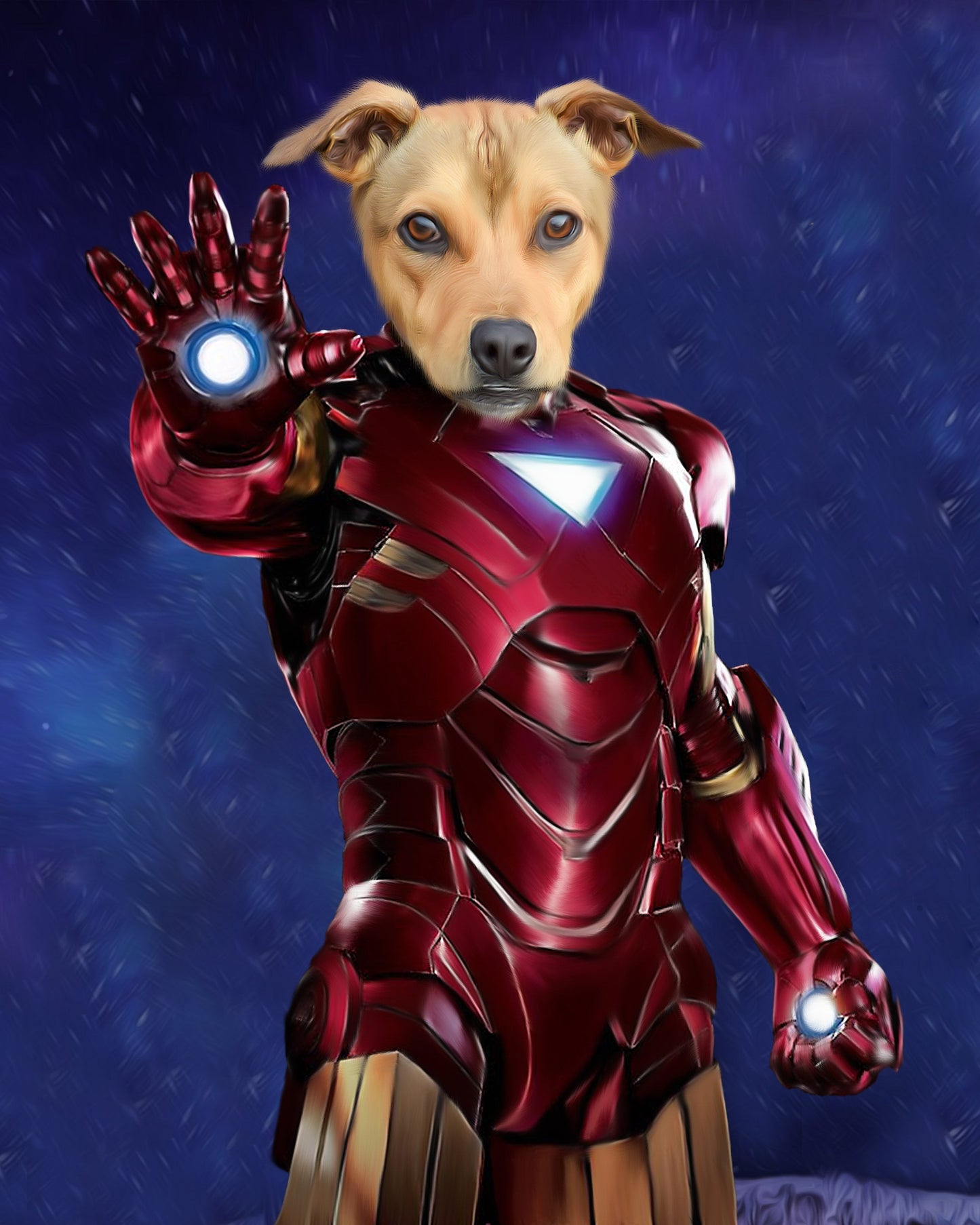 SEE YOUR BELOVED DOG IN AN IRON SUIT ON CANVAS