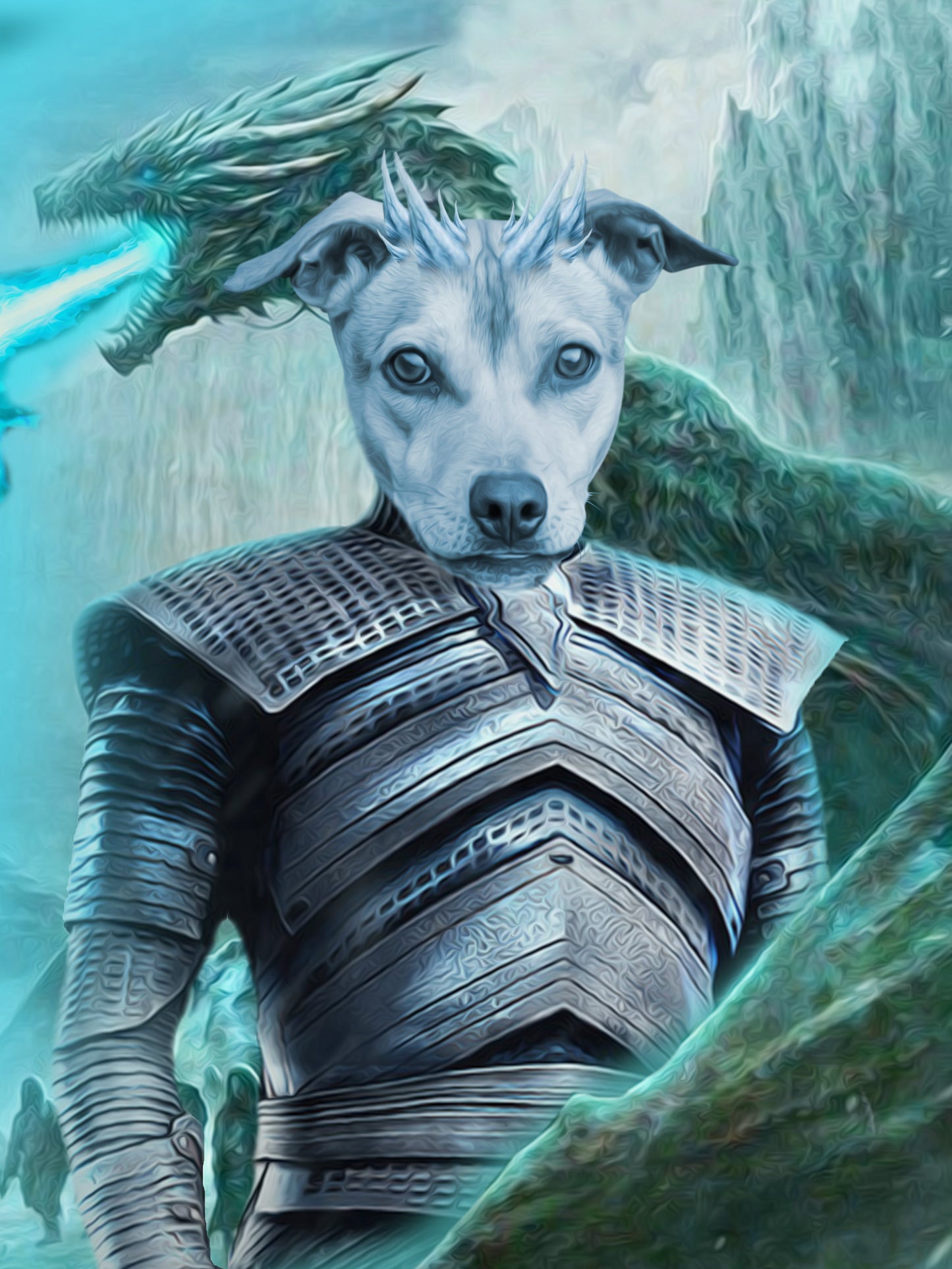 SEE YOUR BELOVED DOG BE THE ICE KING ON CANVAS