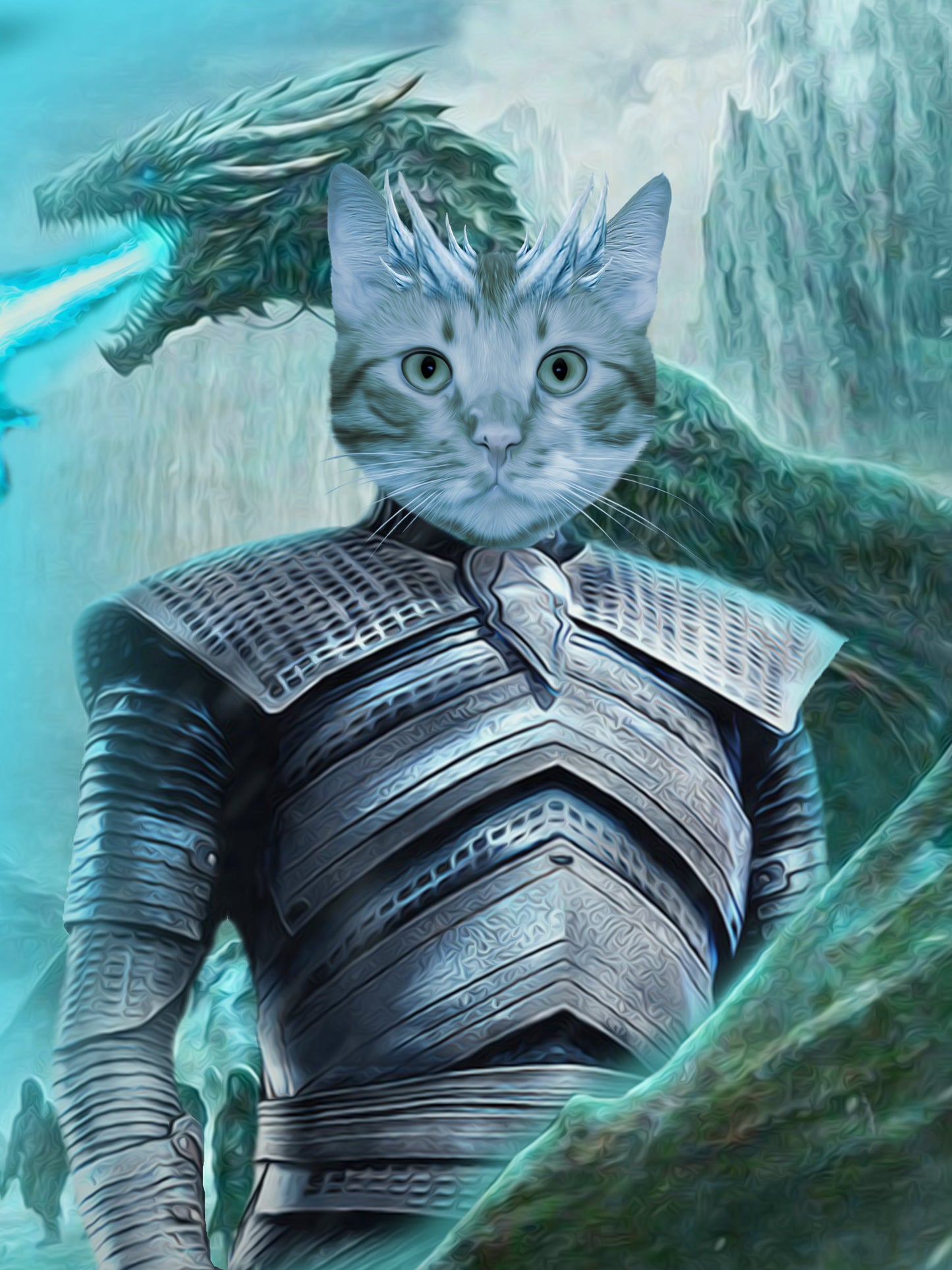 SEE YOUR BELOVED CAT BE THE ICE KING ON CANVAS