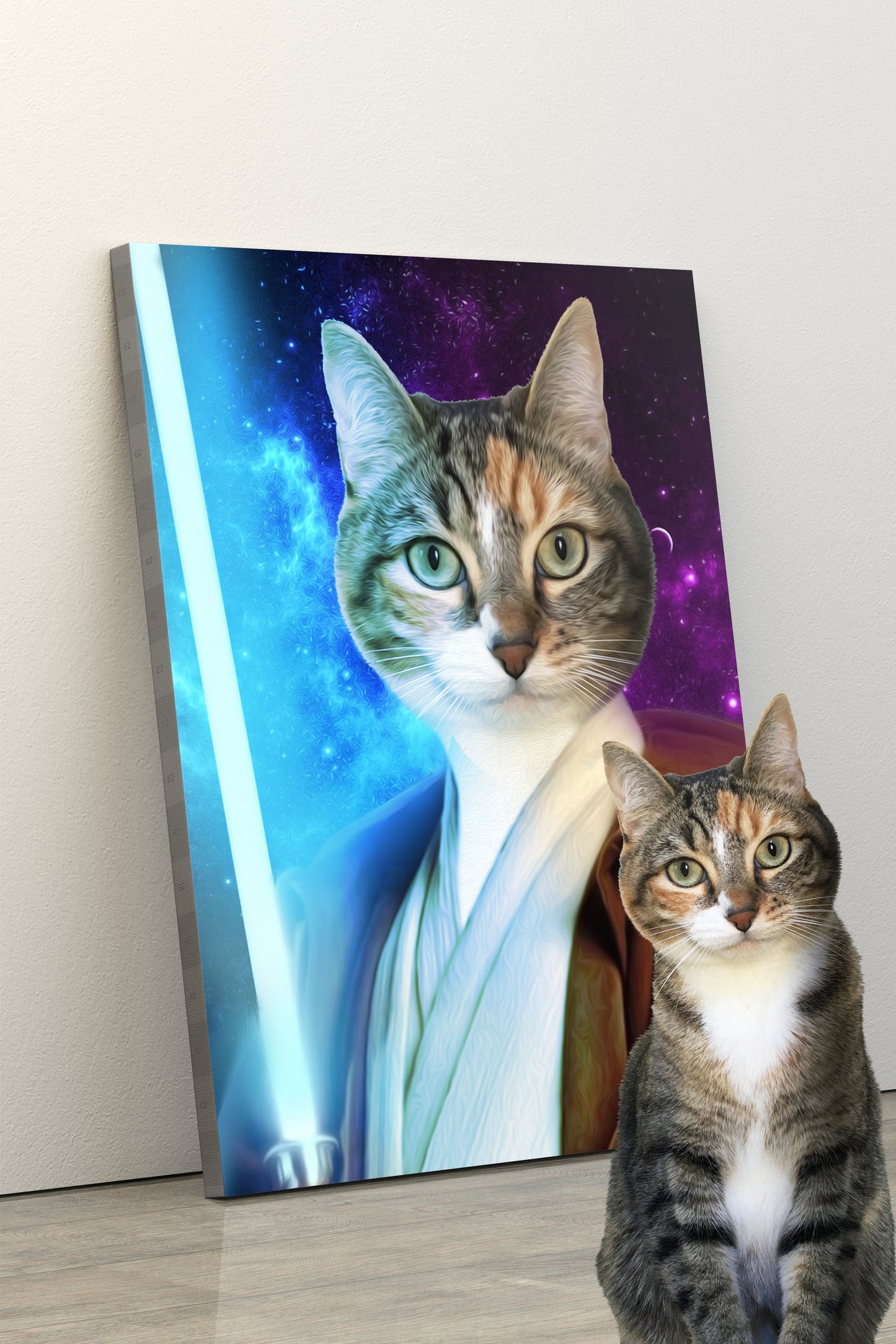 SEE YOUR BELOVED CAT PROTECTING YOU WITH A LIGHT SABER
