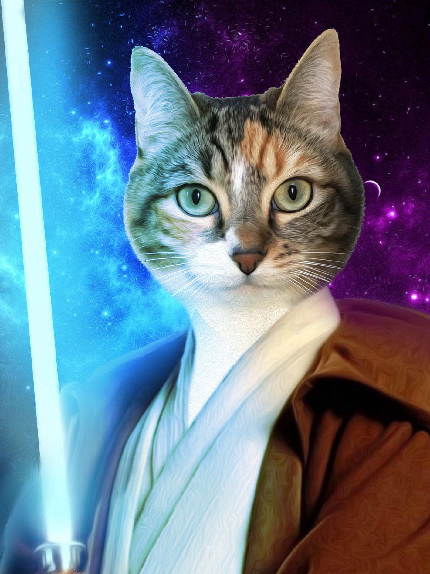 SEE YOUR BELOVED CAT PROTECTING YOU WITH A LIGHT SABER