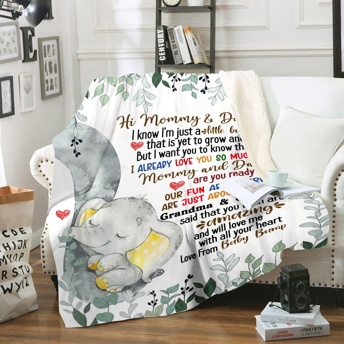 50% OFF SALE - HI MOMMY & DADDY - I'M JUST A LITTLE BUMP - LOVE FROM BABY BUMP - COZY FLEECE/PREMIUM SHERPA BLANKET