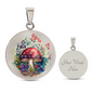 Almost Sold Out - Blue Florals Mushroom Garden Necklace - Circle Luxury Necklace