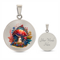 Almost Sold Out - Red & Blue Mushroom Garden Necklace - Circle Luxury Necklace